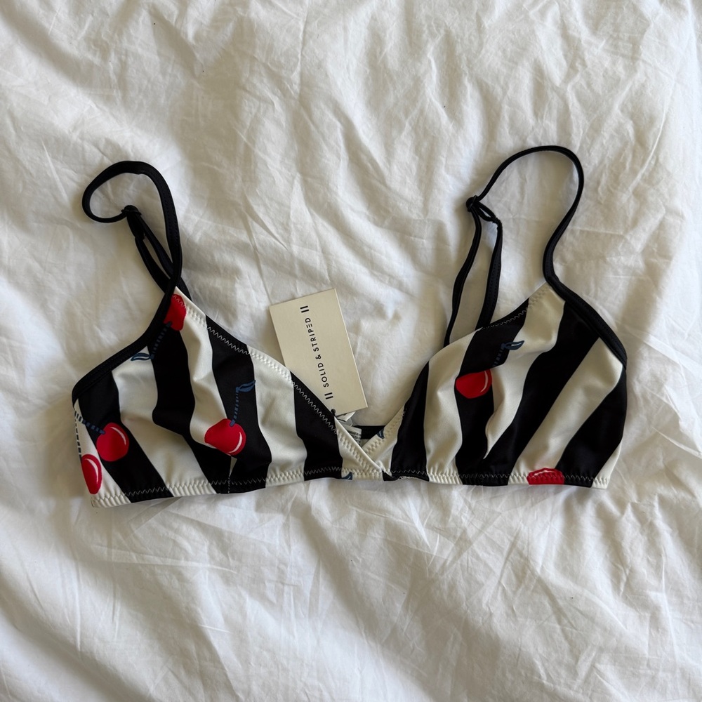 SOLID & STRIPED Cherry Print Bikini Top